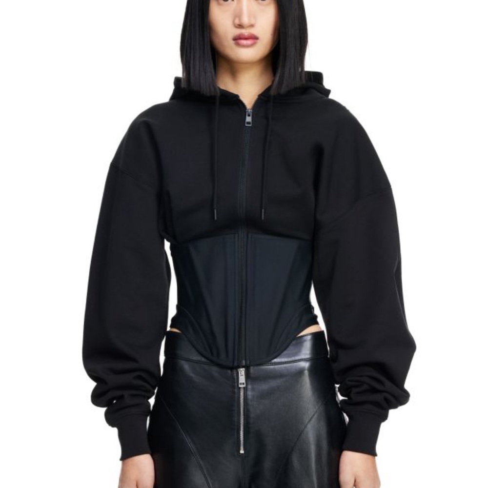 H&M X MUGLER CORSET-WAIST HOODED JACKET SIZE XS